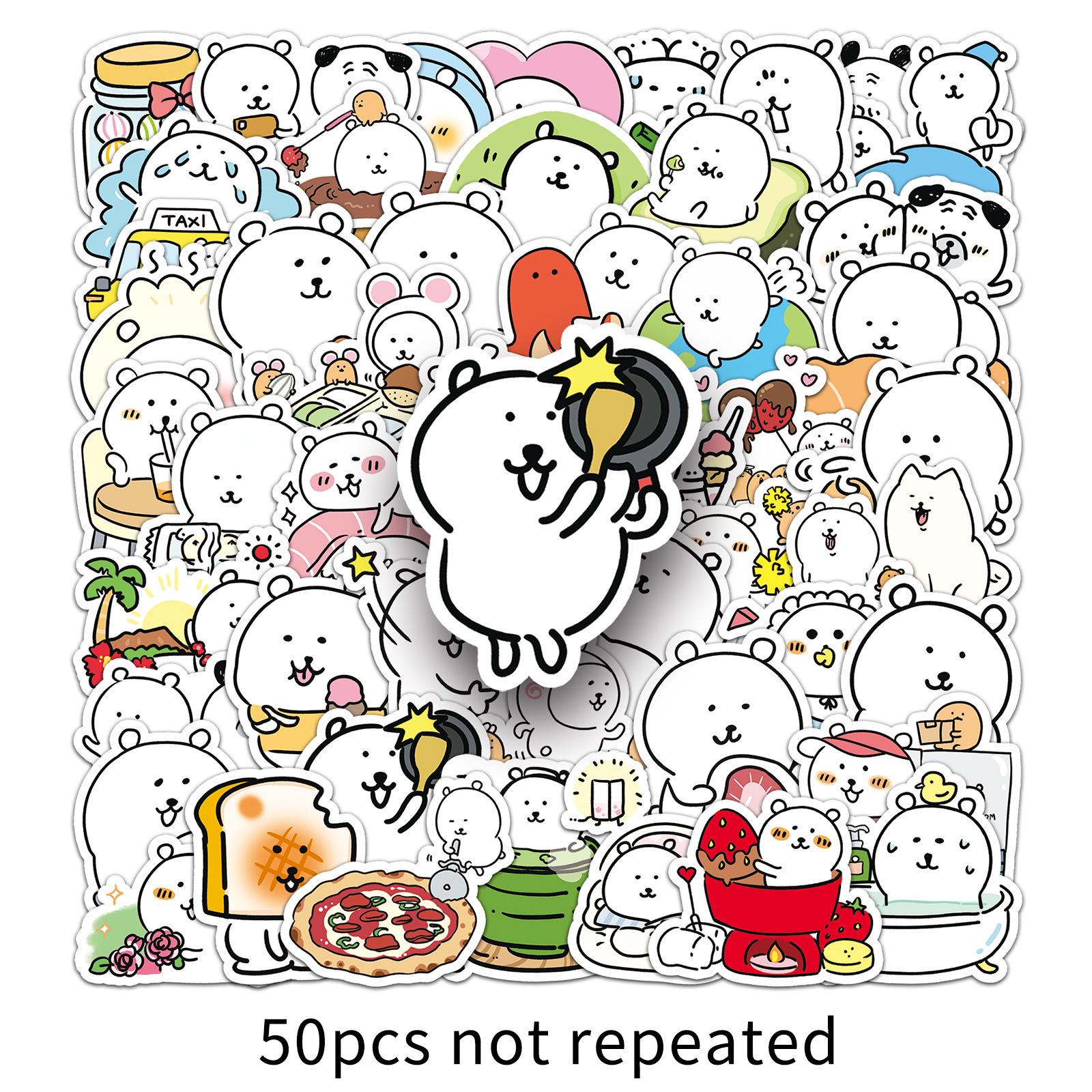 

50 Cute Chiiikawa Bear Stickers: Self-Deprecating, Waterproof, Decorative for Cups & Phones