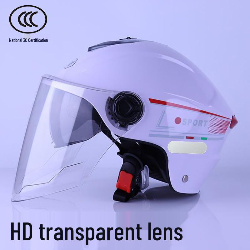 Dual Lens Electric Motorcycle Helmet, Four Seasons Universal, Class A Certified for Men and Women.