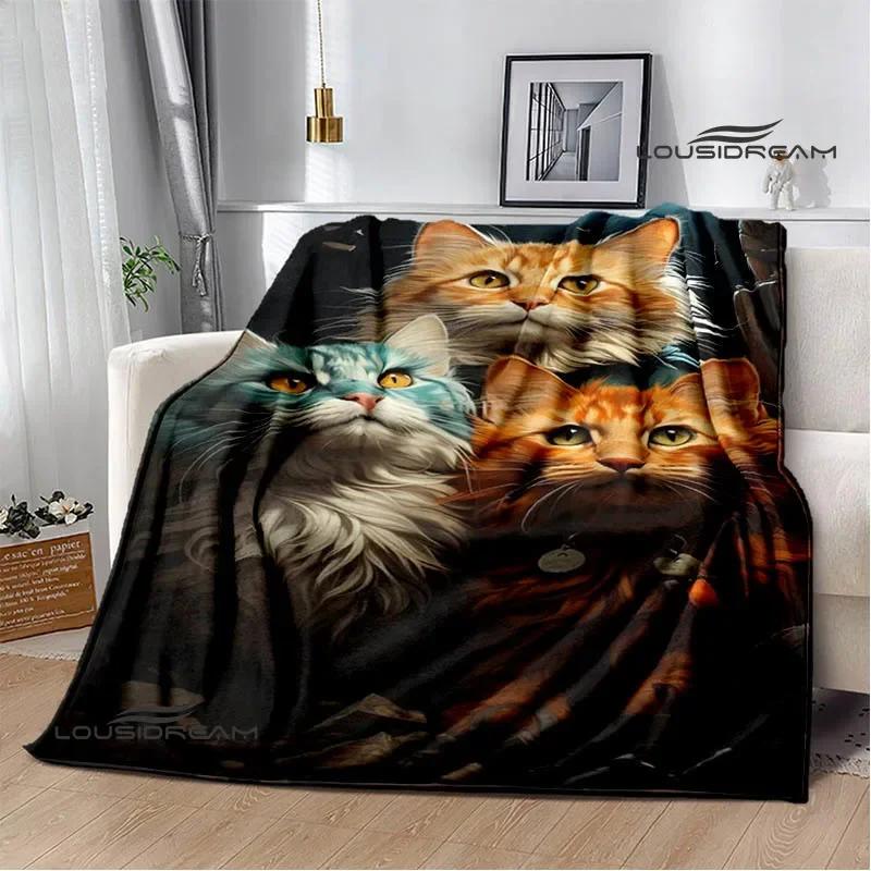 3D Cute Cat Printed Blanket Flannel Warm Blankets Soft and Comfortable Blanket Bed Linings Cubre Cama Birthday Gift