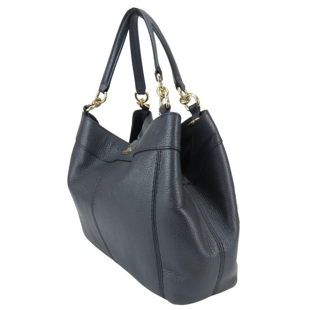 Used COACH Tote Bag F28992 leather Dark navy Shoulder