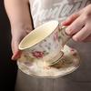 European Pastoral Style Ceramic Mugs Light Luxury Coffee Cups Vintage Golden Edged Milk Cup Breakfast Mug Kitchen Drinkware