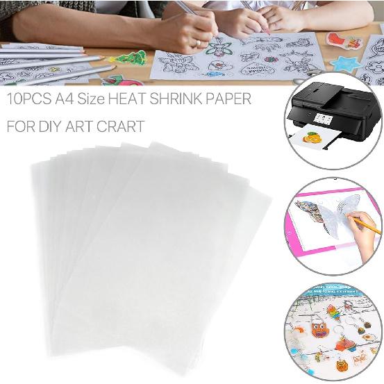 SUEIANNMN 10PCS A4 Size Heat Shrink Plastic Sheet Printable Paper Heat Shrink Paper DIY Art Jewelry Craft for Inkjet Printer (Semitransparent)