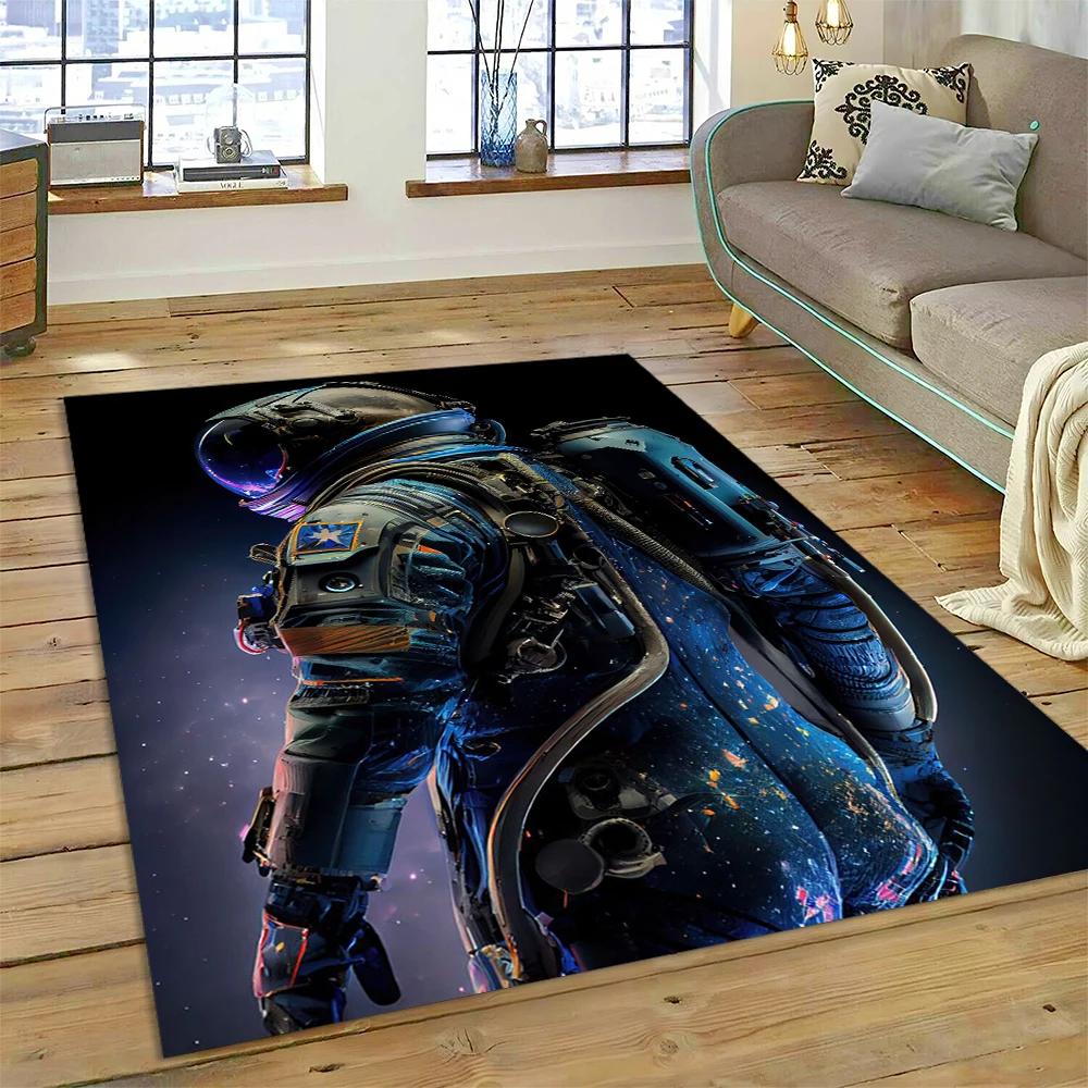 Weltraum Astronaut Universum Raumfahrer Cartoon Teppich Teppich für Zuhause Wohnzimmer Schlafzimmer Sofa Fußmatte Dekor, Kinderbereich Teppich Rutschfest