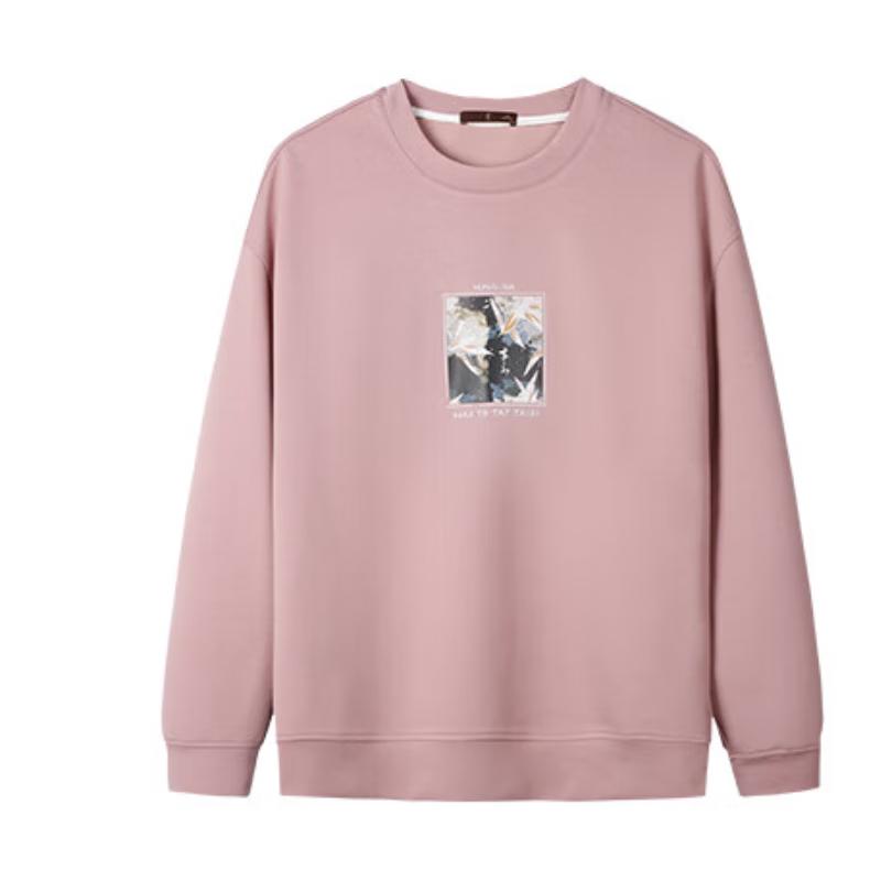 Caizi Men s Chinese Style Floral Print Round Neck Sweatshirt L