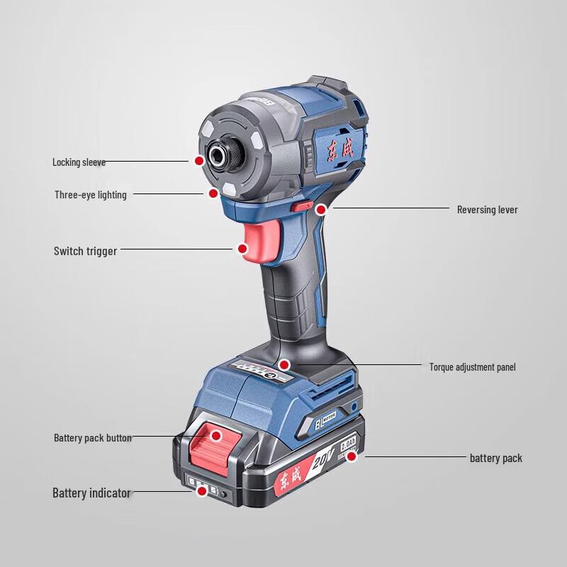Taladro de impacto inalámbrico sin escobillas DONGCHENG 20V enchufe CN (adaptador incluido)