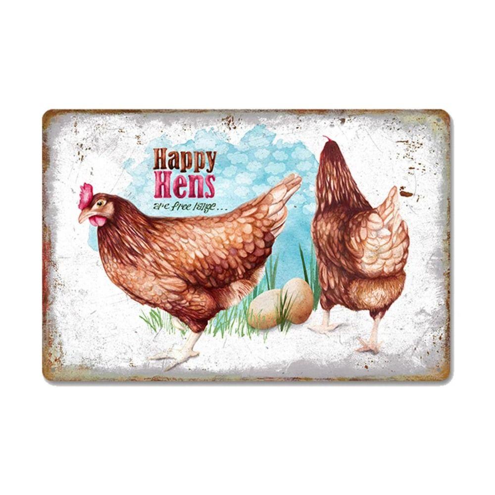 Funny Warning Chicken Sign, Indoor Outdoor Metal Plaque 20x30cm