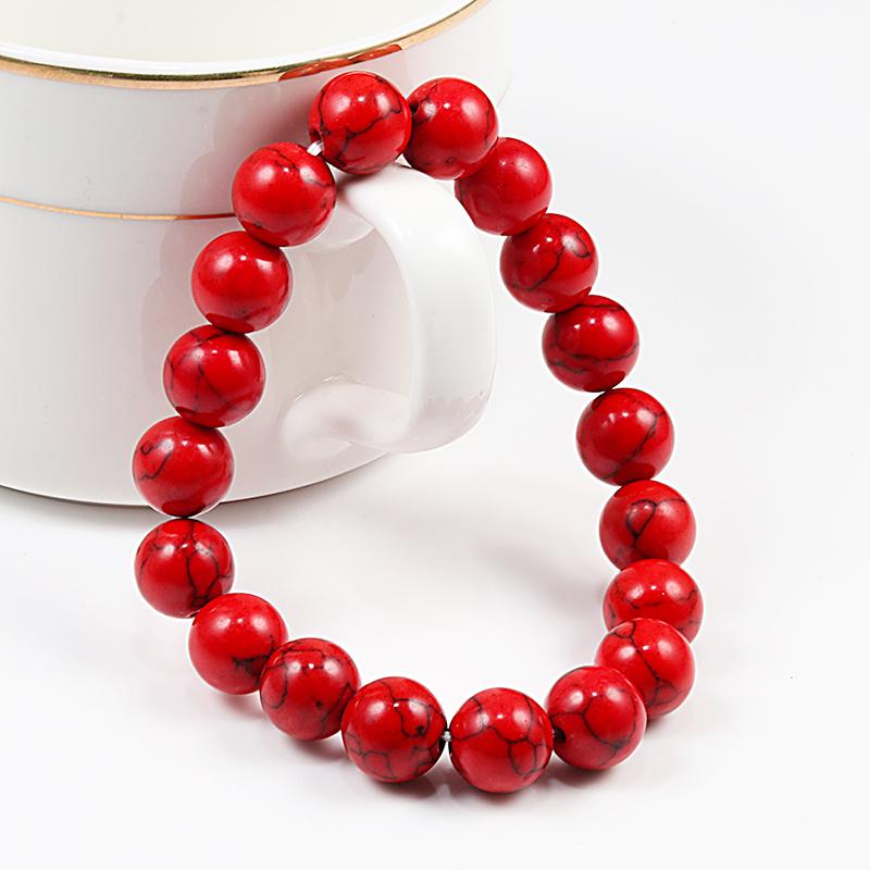 Nuovi Braccialetti con Perline Rosse da 6mm 8mm 10mm Classici Elastici Estensibili Bracciale Rigido in Pietra Naturale per Donne Uomini Gioielli Yoga