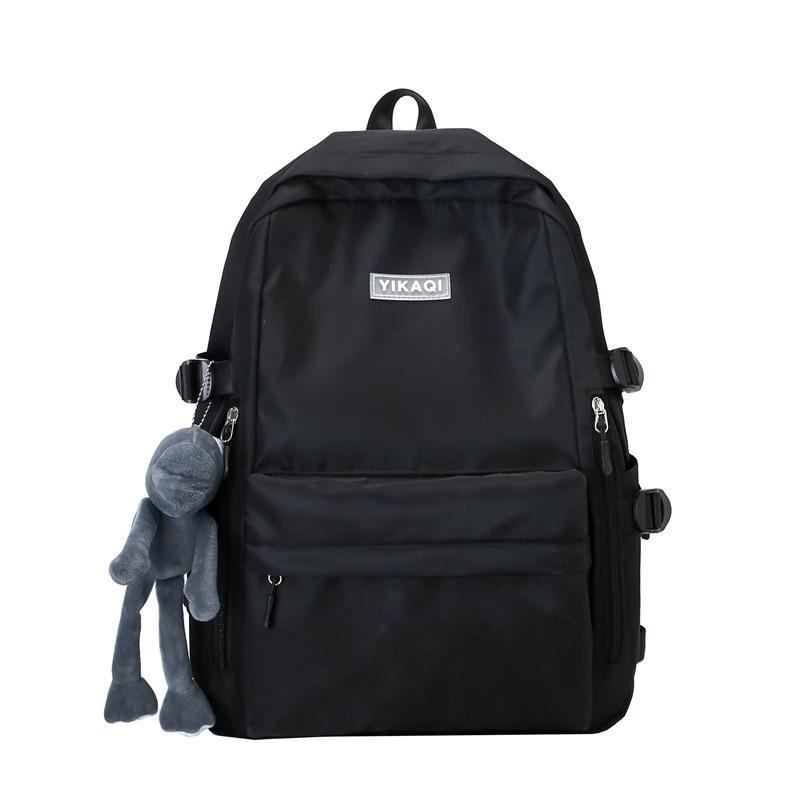 Schoolbag high value solid color backpack schoolbag Japanese campus simple versatile light flash class large capacity double backpack