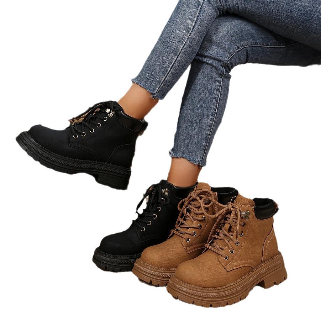 Martin Boots Bumblebee Short Boots Women's Autumn Martin Boots Men's and Women's Same Couple Medium Tube Thick-soled British Martin Boots