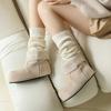 Retro soft leather Birkenstock boots, velvet flat-bottomed short boots, warm Martin boots, autumn and winter new soft-soled wide boots