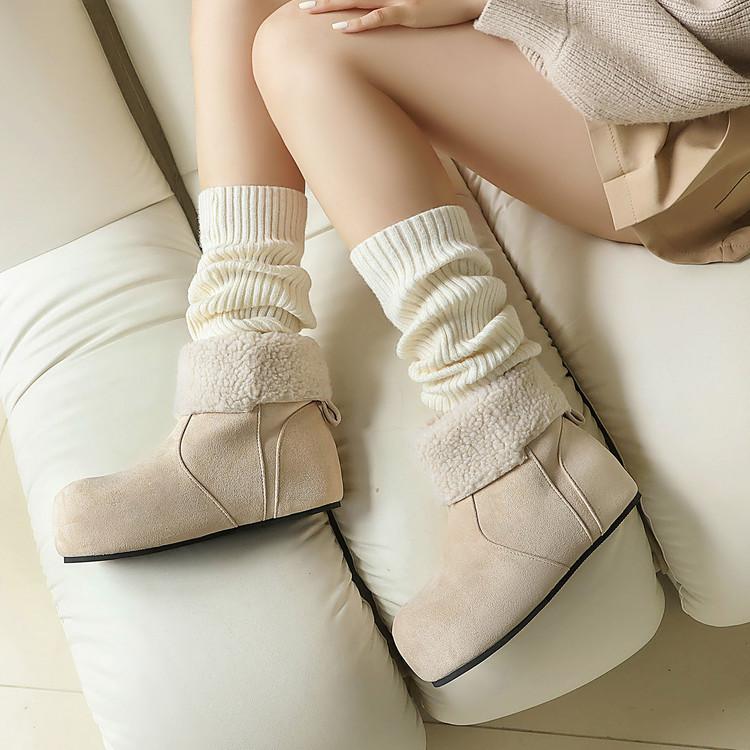 Retro soft leather Birkenstock boots, velvet flat-bottomed short boots, warm Martin boots, autumn and winter new soft-soled wide boots