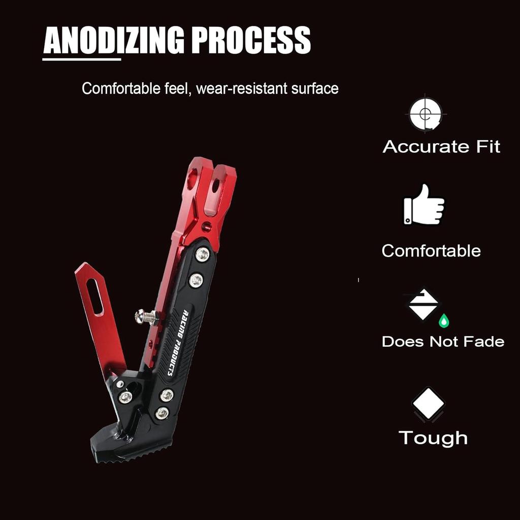 Motorcycle Universal Kickstand Adjustable Modified CNC Aluminum Alloy Adjustable Tripod Holder Kickstand Foot Side Support Stand Motor Scooter