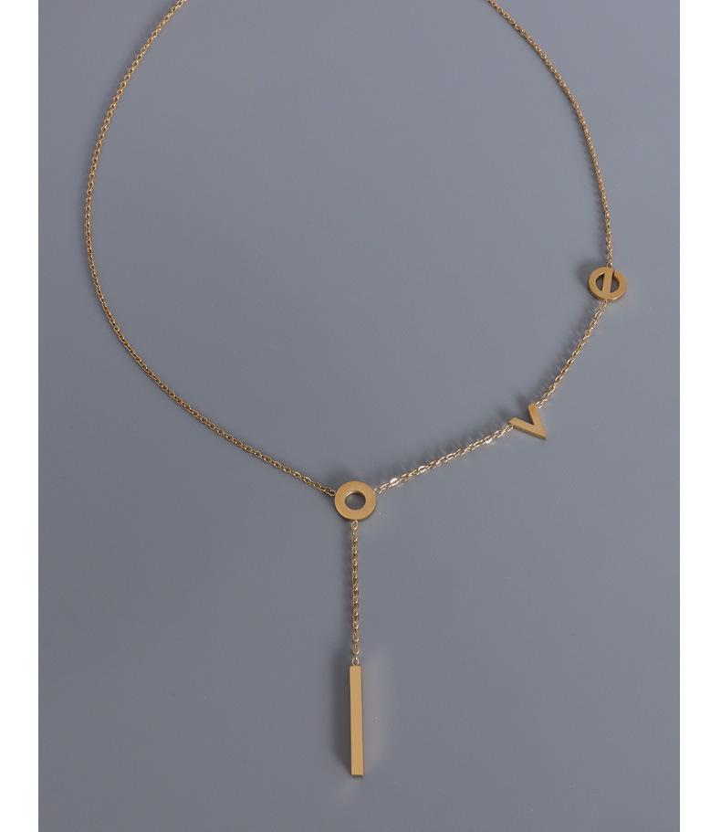 Korean 18K Gold Plated Titanium Love Pendant Necklace for Women - P025