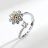 Verstellbarer Ring mit Blumenmuster zur Linderung von Angstzuständen, mit Zirkonia für Damen