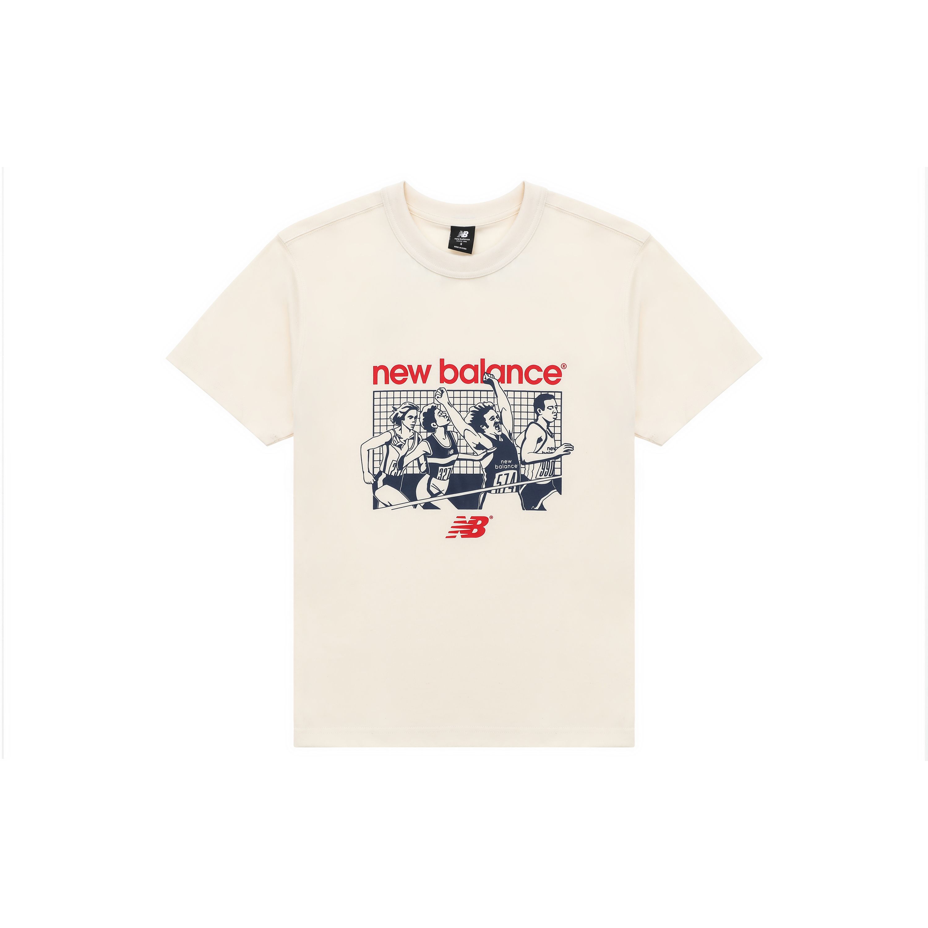 

New Balance Letter Print Casual Short Sleeve T-Shirt Men Tops Off-White AMT31503-GIE