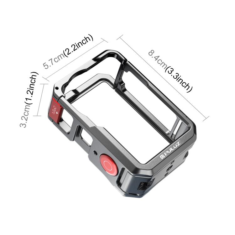 For DJI Osmo Action 6 PULUZ Metal Dual-Opening Camera Cage Expandable Frame with Silicone Lens Cap (Titanium)