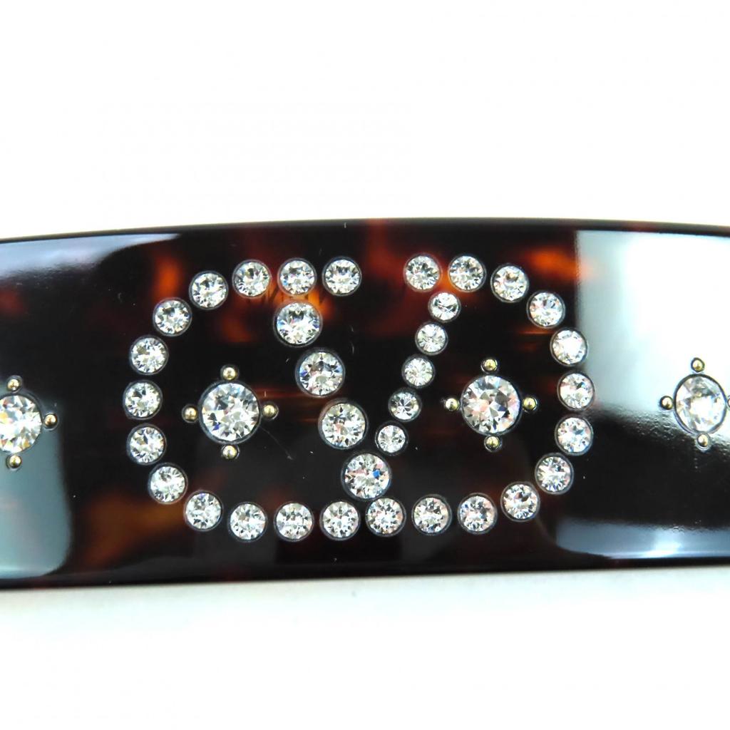 Valentino Garavani Hair V Logo Signature Resin Metal Crystal Hair Clip Resin Used