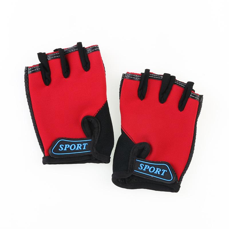Children's Half-finger Gloves Students Outdoor Cycling Breathable Fashion Gloves Roller Skating Mountain Bike Bicycle Leaked Gloves