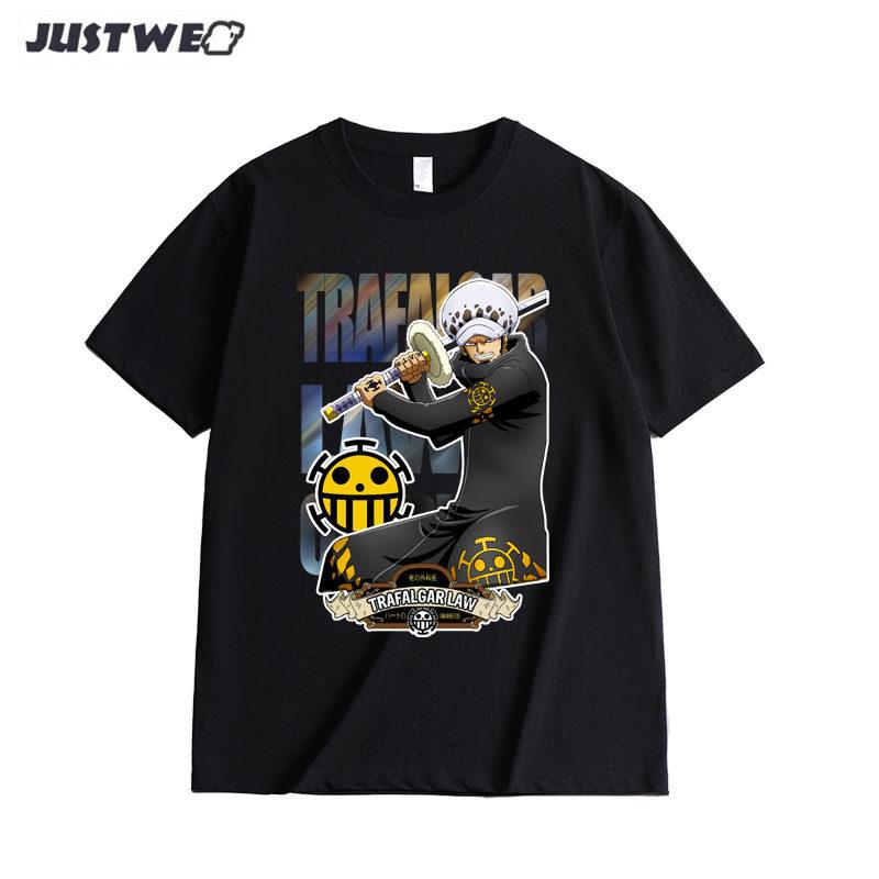 Anime Style One Piece Road Feisuolonuo Pure Cotton Printed Fashionable Unisexs and Womens Clothing New Loose Casual Tshirt