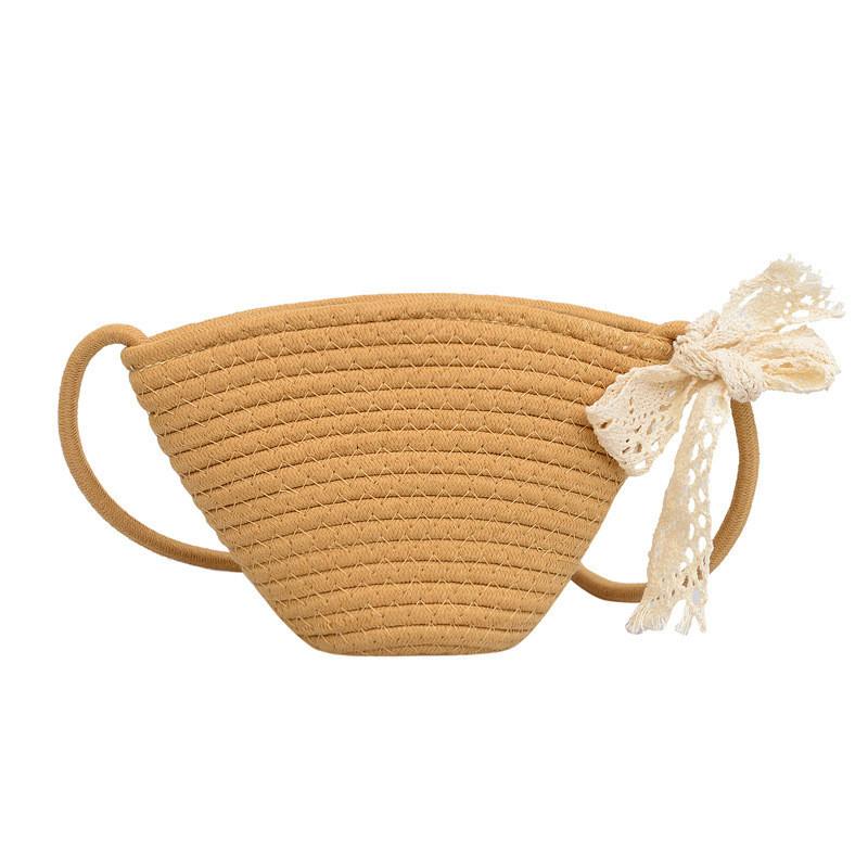 

Модная плетеная сумка через плечо в стиле кросс-боди, форма ракушки, цвета хаки и кремового, с деталью в виде банта из ленты Khaki