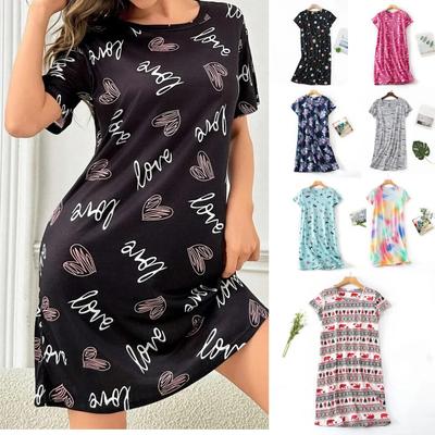Fashion Cute Casual Women Nightdress Short Sleeve Dresses Loose Fit Nightwear Home Clothes Nightie Loungewear Dresses