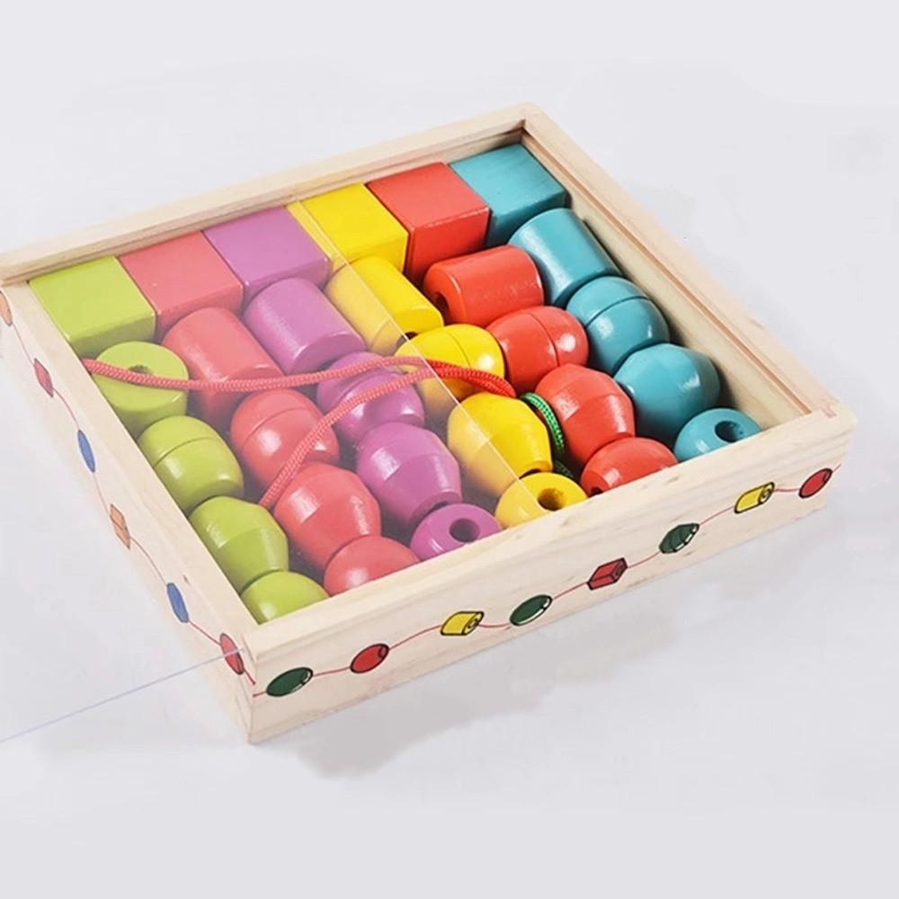 Colorful Wooden Toys Matching Game Colorful Beaded Toy  Preschool Learning