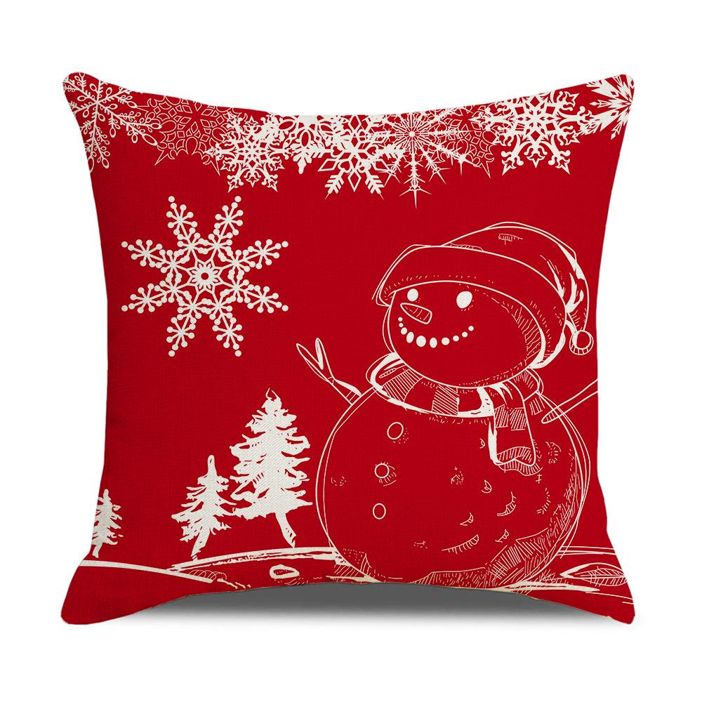 Red and Black Plaid Christmas Pillow Case Linen Print Home Lumbar Support Office Cushion