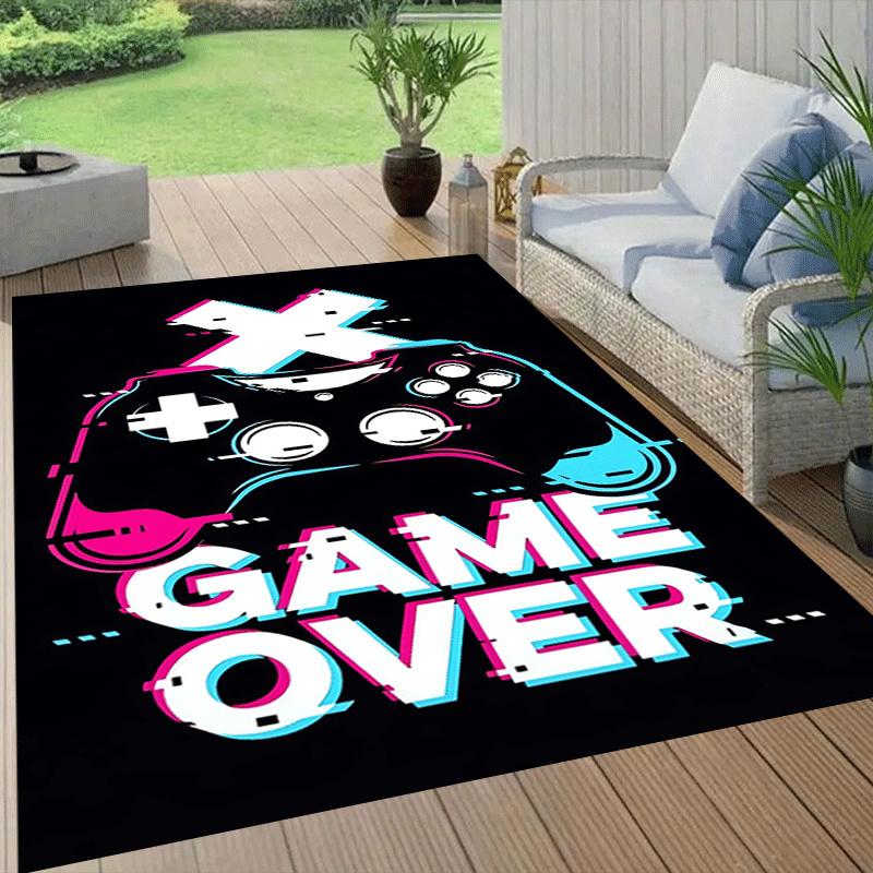1pc Game Over Print, Design Area Rug - Soft, Anti-Slip, and Durable Gaming Room Decor for Bedroom, Living Room
