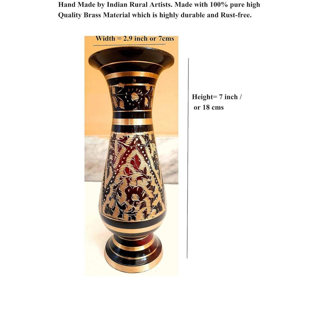 Handcrafted Brass Peetal Vase Unbreakable Flower Pot for Home Office Decor| Durable Memorable Gift Item