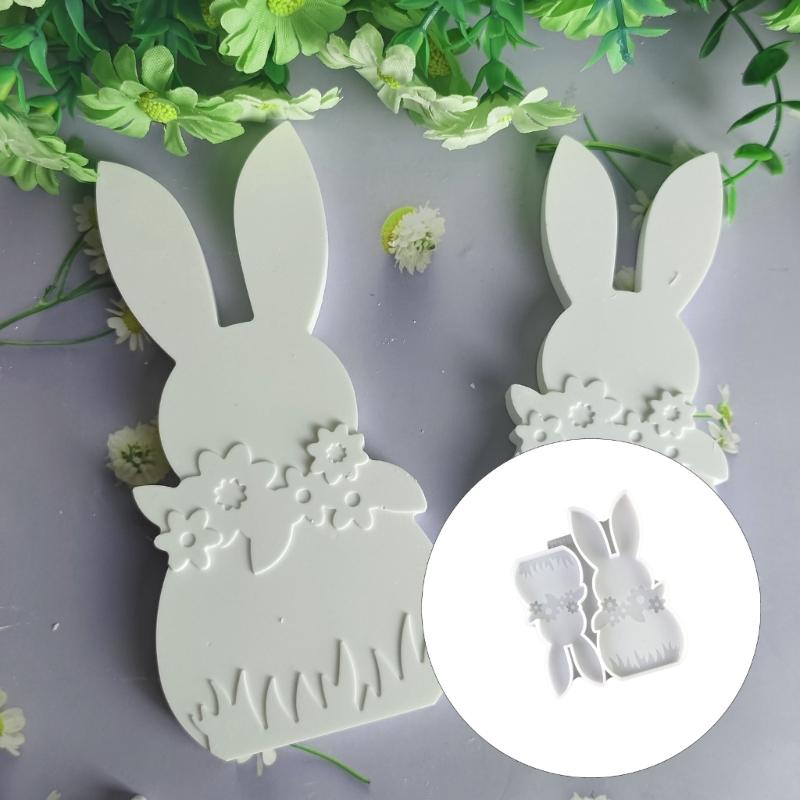 Rabbits Shaped Silicone Mould Heat Resistant Easy Cleaning Detailed Easters Candle Making Supplies