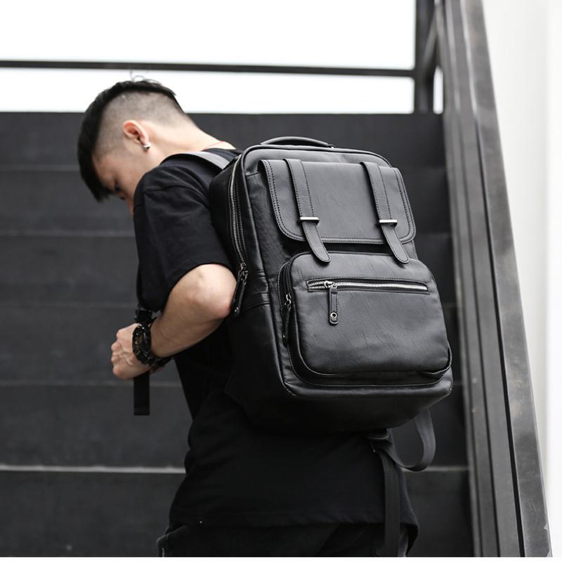 Męski Plecak Plecak ze Skóry PU Duże Plecaki na Laptopa Męski Czarny Tornister dla Nastolatków Chłopców
