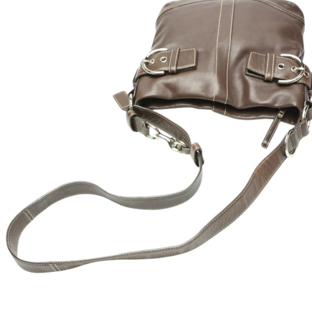 COACH leather soft duffle Diagonal 1452 Shoulder Bag leather Dark brown Used