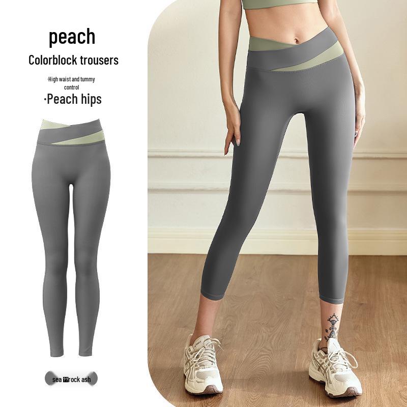 

Комплект для йоги с высокой талией, контролем живота и защитой от ударов: Облегающая одежда для фитнеса с эффектом подтяжки ягодиц, ощущение обнаженности L