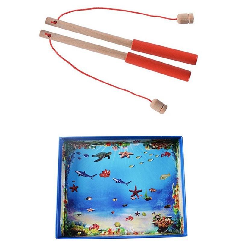 Fish Toy 32pcs Wooden Magnetic Educational Fishing Game