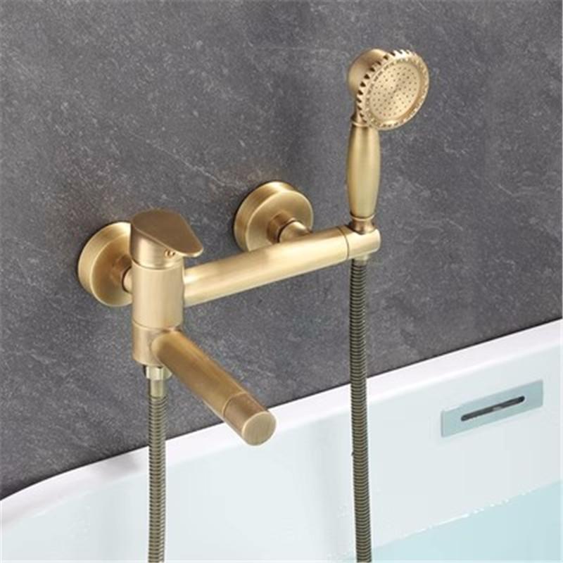 AntiqueBathtub Shower Set Wall Mounted Copper Rotatable Bathtub Faucet,Bidet Faucet  Bathroom Bath & Shower Mixer Tap Brass