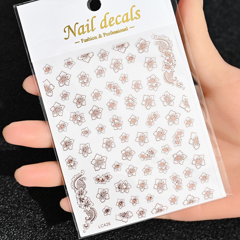 Best-Selling Japanese Aesthetic Laser Silver Heart Nail Stickers - Plant-Inspired Nail Art