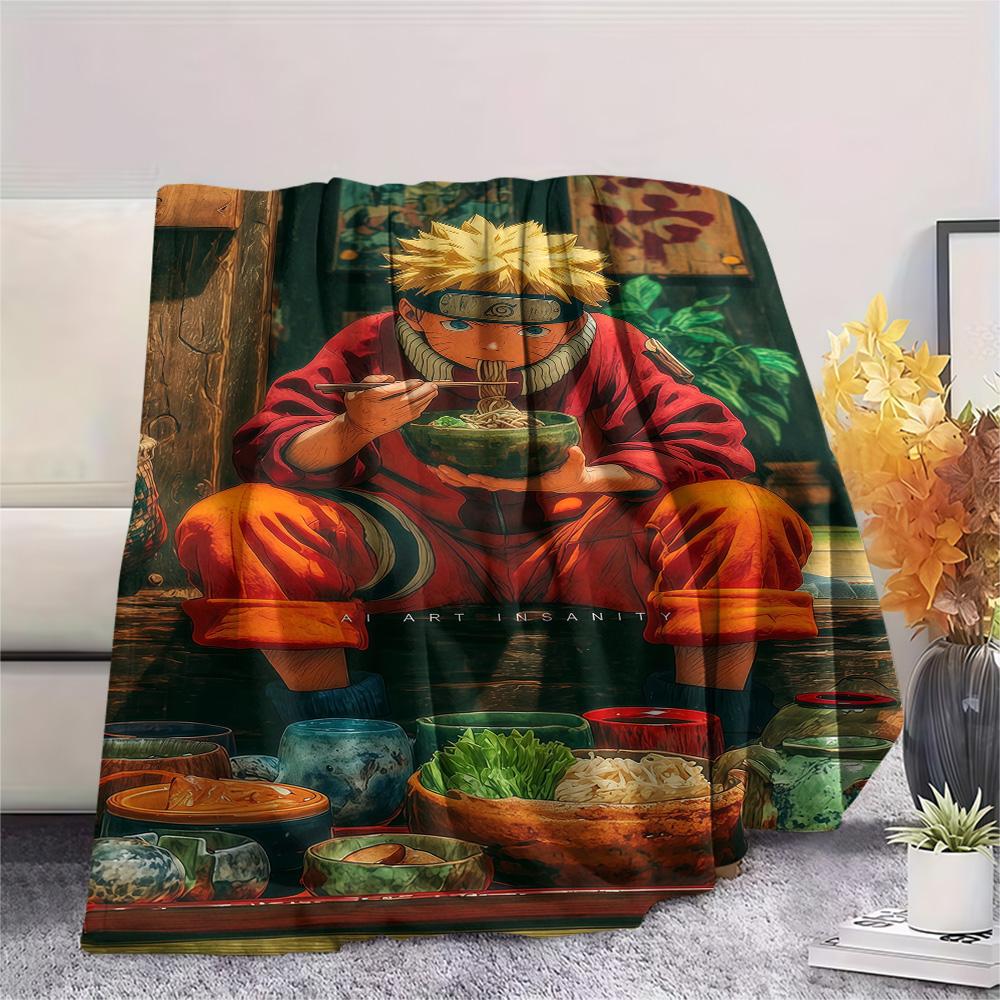 1PC Naruto Nine Tails Fusion Patterned Flannel Blanket Suitable For All Seasons For Home Decor Warmth And Comfort Gifts Holiday Present