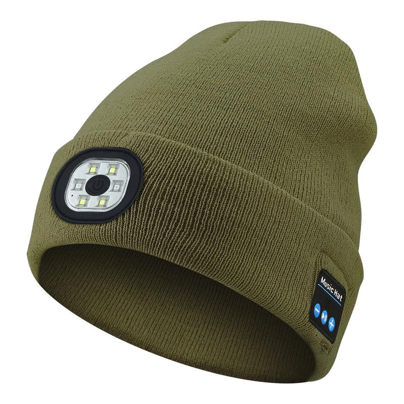 Luminous LED Headlamp Music Hat with Wireless Bluetooth Earphones for Night Running & Fishing