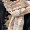 Pink scarf women's winter plaid fringed atmosphere shawl thin outer warm versatile skin-friendly scarf