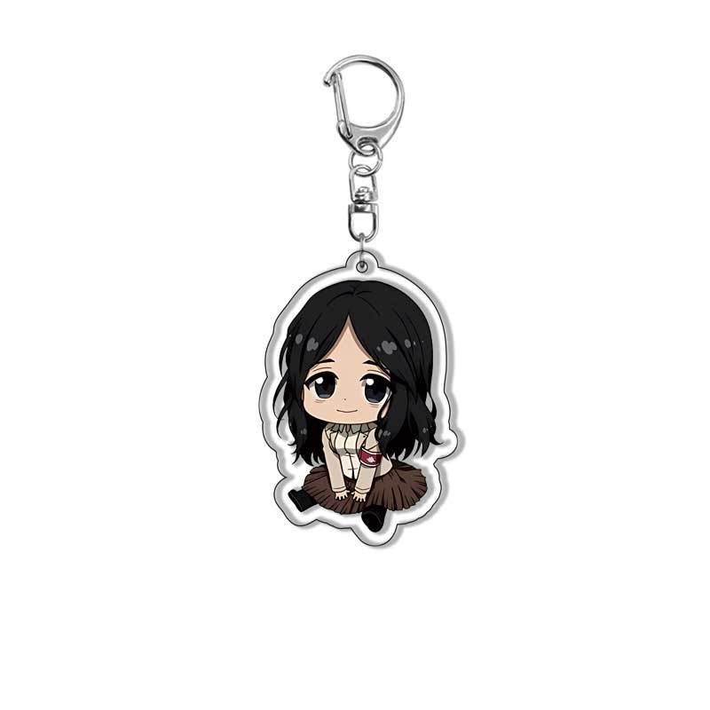 Attack on Titan Sleutelhanger Eren Yeager Mikasa Ackerman Acryl Dubbelzijdige Sleutelhanger Anime Merchandise Cadeau ontworpen voor Fans Verzamelaar 55mm black