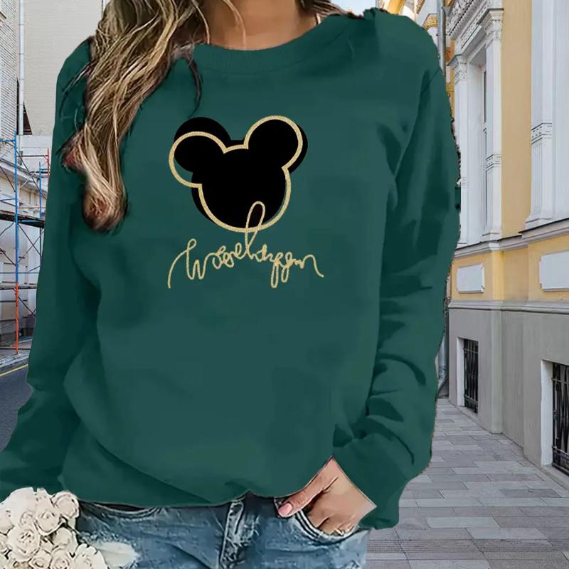 Tops For Women Animal Face Print Round Neck Long Sleeve T-shirt Fall Casual Slim Pullover Women's Long Sleeve Top