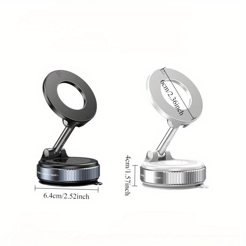 1Pc Zinc Alloy Magnetic Car Phone Holder - Foldable, 360° Adjustable Vacuum Bracket with Multi-Angle Adjustment, Vehicle Phone Mount