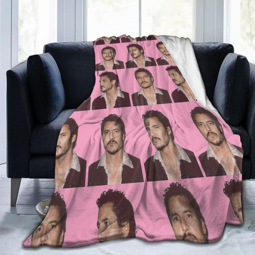 Pedro Pascal Pattern Blanket Flannel Sofa Throw Blanket Warm for Home Bedroom Office Throws Bedspread Quilt
