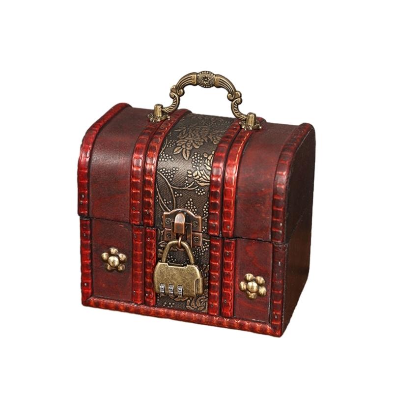 Jewelry Storage Box Treasure Jewelry Container Wood Trinket Holder Jewelry Organizer with Lock Jewelry Display Case Gift