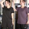 Women's Plus Size Quick-Dry Short Sleeve Yoga Top - Breathable, Casual, Slimming, for Summer Running & Sports