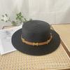 French retro flat top straw hat letter belt summer women's fashion British Hepburn vacation beach sun hat men