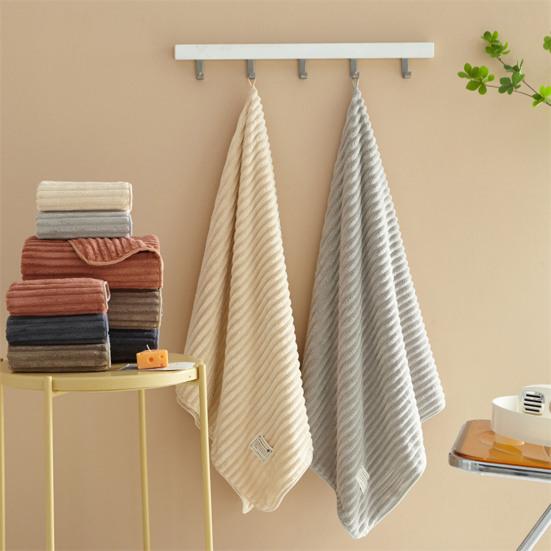 Face Towel High Absorbent No Shedding Fluffy Soft Coral Fleece Bath Towel for Kids Adults Travel 74 X 34cm