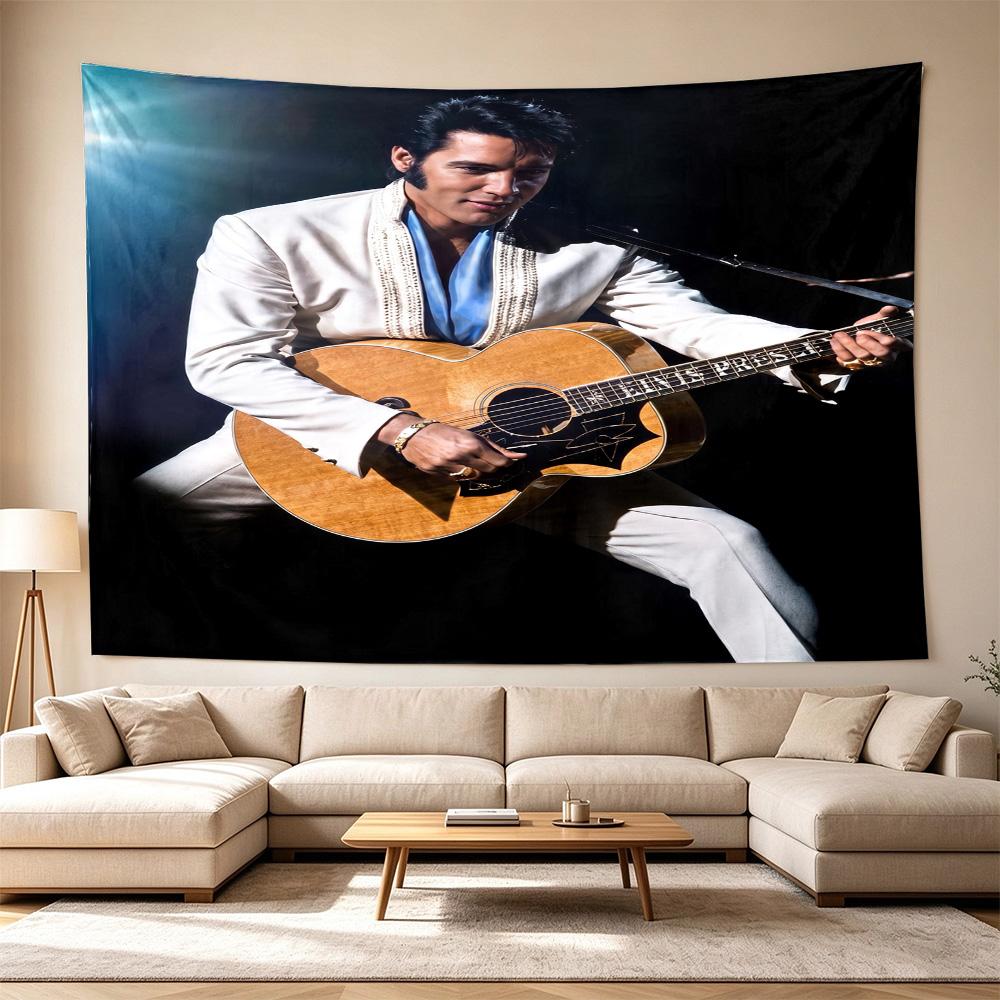 Elvis Presley Guitar Performance Large Size Wall Tapestry, Room Aesthetic Decor for Living Room Party Background,Perfect Gift