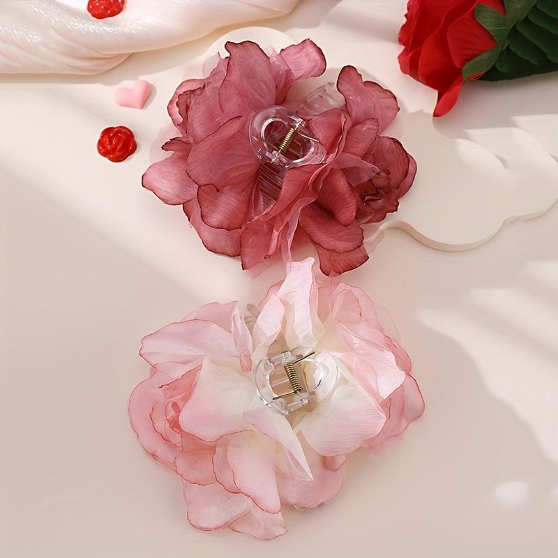 Elegant Vintage Floral Hair Claw Clip, Large Plastic Flower-Shaped Hair Accessory for Women, Fashionable Daily Wear and Party Headwear