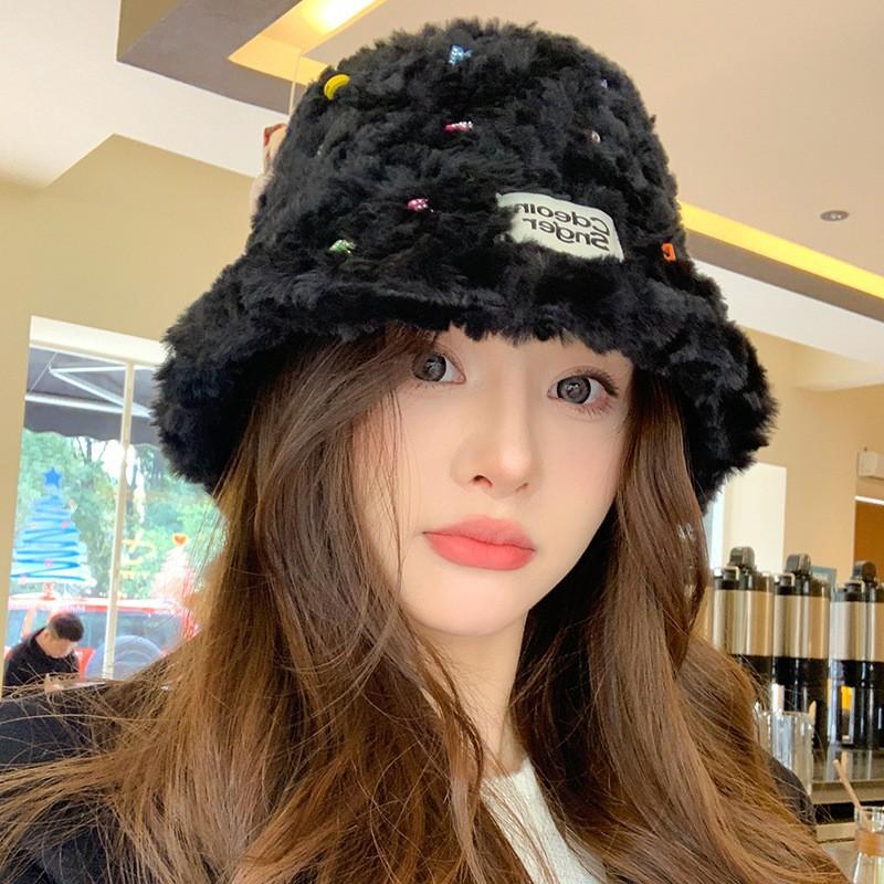 

Новая плюшевая вязаная вручную алфавитная шляпа-ведро с ромбами женская осенне-зимняя универсальная теплая и ветрозащитная модная шляпа-ведро 52-56cm чёрный